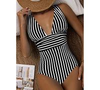PUYYDS Sexy Traje de baño a Rayas Mujer Nuevo Traje de baño de una Pieza Trajes de baño Femeninos Traje de baño de Verano para Mujer Ropa de Playa