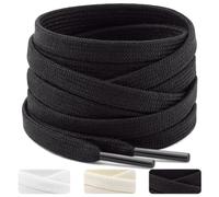 Puzeam 2 pares Cordones de Zapatos Planos, Cordones 8 mm de anchos para zapatillas deporte, sneakers, cordones de reemplazo resistentes Negro 100