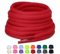Puzeam 2 pares Cordones Ovalados,16 colores, Diámetro 6 mm cordones redondos oval de zapatos para zapatillas deportivos Rojo 100