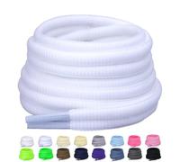 Puzeam 2 pares Cordones Ovalados, 22 colores, Diámetro 6 mm cordones redondos oval de zapatos para zapatillas deportivos Blanco Nieve 160