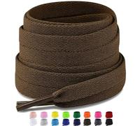 Puzeam 2 pares Cordones Planos,16 colores, 8mm anchos cordones de zapatos de para zapatillas deportivo,cordón Reemplazo planos - Brown 100