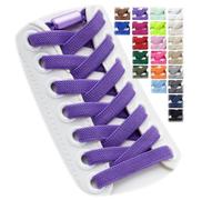 Puzeam 2 Pares de Cordones Elásticos - Cordones Elásticos sin Nudo con Hebilla Metal, Planos, Cordones de Zapatos para Niños, Adultos Morado 120