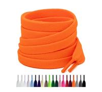 Puzeam 2 Pares de Cordones Planos para Zapatillas Deporte, 8 mm de Ancho Cordón para Sneakers, Zapatos Deportivos, Botas (160 cm, Naranja Neón)