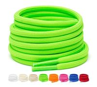 Puzeam 2 Pares de Cordones Redondos de 4 mm para Botas, Cordones de Seguridad para Botas de Senderismo al Aire Libre, Cordones Fuertes para Zapatillas Verde neón 80