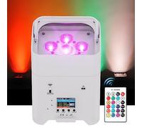 PUZILOZA 108W par led Foco Batería recargable, RGBWA+UV Barre luz de discoteca con mando a distancia apoyo DMX/APP Iluminación de escenario para DJ fiesta bar boda halloween navidad- blanco