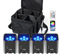 PUZILOZA 4 en 1 108W Foco LED recargable con control por APP, RGBWA+UV, DMX-512, iluminación de escenario, uplight con mando a distancia para DJ, bar, KTV, boda, cumpleaños
