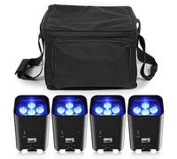 PUZILOZA 4PCS 108W LED Par foco Batería Recargable con Bolsa, APP y Control Remoto, RGBWA + UV DMX Uplight Inalámbrica Luz de Escenario para DJ Bar KTV Boda fiesta Cumpleaños