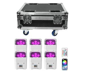 PUZILOZA 6 focos LED con batería de 108 W, con estuche de vuelo recargable, RGBW UV, batería de luz UV con mando a distancia, DMX/APP Discolicht para DJ, boda, Navidad