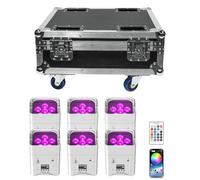 PUZILOZA 6 focos LED con batería de 108 W, con estuche de vuelo recargable, RGBW UV, batería de luz UV con mando a distancia, DMX/APP Discolicht para DJ, boda, Navidad