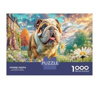 Puzle Bulldog en el Jardín 1000 Piezas, Puzle Jardín de Flores Colorido para Adultos, Rompecabezas Desafiante, para Toda la Familia, Regalo para Mujeres, Regalo para Hombres 70x50cm/1000pz