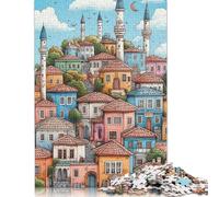 Puzle colorido de la ciudad con minaretes para adultos y adolescentes, 1000 piezas, rompecabezas para adultos, rompecabezas, juguetes para decoración del hogar, 38 x 26 cm/1000 piezas