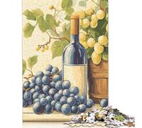 Puzle Cuadrado de 1000 Piezas con diseño de Botella de Vino y Uvas, Ideal para Adultos. Rompecabezas de Papel para Toda la Familia. Medidas: 38 x 26 cm / 1000 Piezas.