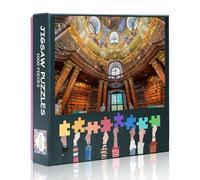 Puzle de 1000 piezas: Biblioteca Nacional Austriaca Hofburg (50 x 70 cm) - Biblioteca Prunk Barroca de los Habsburgo, Puzle de patrimonio histórico para coleccionistas