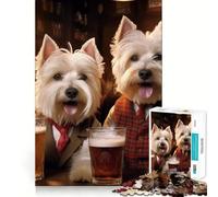 Puzle de 1000 Piezas con diseño de Pub de West Highland Terrier para Adolescentes diversión estimulación Mental Alta precisión Manualidades y una Relajante Actividad para desconectar (50x75cm)