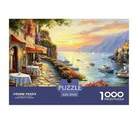 Puzle de 1000 piezas de puzle de ciudad de mar, barcos de restaurante, rompecabezas, 100% cartón reciclado, para adultos, a partir de 14 años, 70 x 50 cm, 1000 unidades