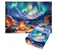 Puzle de 1000 piezas para adultos - Aurora Bonfire Paisaje, Impossible Clásico Jigsaw Puzzles Adultos 1000 Piezas, Mini Puzzle para Adultos para Decoración de Pared en Casa