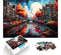 Puzle de 1000 piezas para adultos, barrio de canales de Ámsterdam, como regalo, 50 x 70 cm, regalo de cumpleaños, decoración de pared