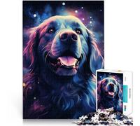 Puzle de 1000 piezas para adultos Cosmic Golden Retriever Puzzle de dibujos animados 50 x 70 cm con póster a juego y hoja de preguntas