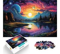 Puzle de 1000 piezas para adultos Cosmic Lake Reflections eadef Puzzle de decoración del hogar 50 x 70 cm con póster a juego y hoja de preguntas