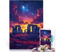 Puzle de 1000 piezas para adultos de Stonehenge colorido para aliviar el estrés, 38 x 52 cm, con póster a juego y hoja de preguntas
