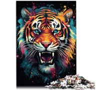 Puzle de 1000 piezas para adultos, el puzle de actividad familiar "Fierce Fire Tiger toda la familia y para adolescentes a partir de 14 años, 26 x 38 cm
