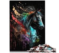 Puzle de 1000 piezas para adultos Paintsplash Caballo Premium Reciclado Puzle de mesa Hands-on-Splay 10,27 x 14,96 pulgadas