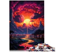 Puzle de 1000 piezas para adultos, paisaje de puesta de sol, competencia de velocidad manual, 50 x 70 cm, adecuado como decoración de escritorio para niños a partir de 14 años