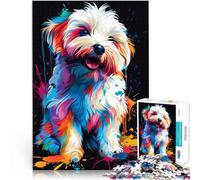 Puzle de 1000 piezas para adultos, perro Coton de Tuléar, arte divertido juego familiar 50 x 70 cm, adecuado como decoración de escritorio para adolescentes a partir de 14 años