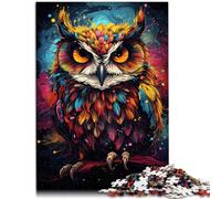 Puzle de 1000 piezas para adultos, pintura en color, lindo búho como regalo de rompecabezas, entrena tu cerebro y tus manos para adolescentes a partir de 14 años, 26 x 38 cm