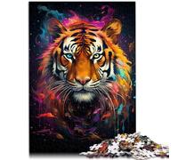 Puzle de 1000 piezas para adultos, tigre de fuego salvaje divertido juego familiar de 26 x 38 cm. Promueve el amor entre parejas. Adecuado para niños y adolescentes a partir de 14 años.