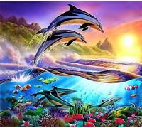 Puzle de 1000 Piezas, Rompecabezas DIY para Adultos,Entretenimiento Creativo, Juego de Habilidad para Toda La Familia, Puzzle para Adultos - Animales Delfines al Atardecer