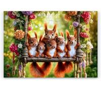 Puzle de 120 Piezas, Rompecabezas DIY para Adultos,Entretenimiento Creativo, Juego de Habilidad para Toda La Familia, Puzzle para Adultos Ardillas Columpiándose Flores