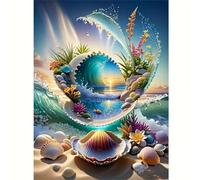 Puzle de 200 Piezas, Rompecabezas DIY para Adultos,Entretenimiento Creativo, Juego de Habilidad para Toda La Familia, Puzzle para Adultos Conchas de Olas al Atardecer