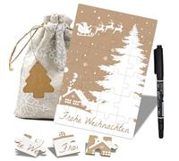 Puzle de 24 piezas, ZEACKUQ Gutscheine zum Selbstfüllen mit Baumwoll-Säckchen Geschenkanhänger Stift für Kinder Frauen Freundin (Weihnachten)