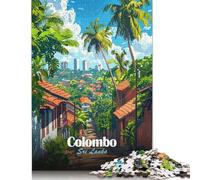 Puzle de 500 piezas Colombo Sri Lanka Póster de Viaje Puzle para Adultos Puzle de Tabla de Madera Decoración del Hogar Juguetes Rompecabezas Juguetes 500pcs (52x38cm)
