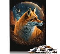 Puzle de 500 piezas, diseño de zorro en la luna, nivel de dificultad: rompecabezas, juego educativo, juguete, 500 piezas (52 x 38 cm)