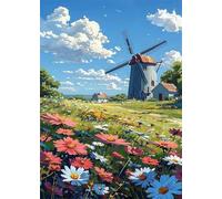 Puzle de 700 Piezas, Rompecabezas DIY para Adultos,Entretenimiento Creativo, Juego de Habilidad para Toda La Familia, Puzzle para Adultos Flores de la cabaña del Molino de Viento