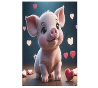 Puzle de cerdo dulce, 1000 piezas, rompecabezas de madera para adultos y niños, juguete divertido, juego educativo, 78 x 53 cm
