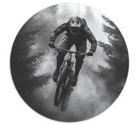 Puzle de ciclismo de montaña de 1000 piezas, rompecabezas redondo bosque nublado todoterreno juego familiar, alivio del estrés, desafío difícil, regalo creativo para adolescentes y adultos, 1000