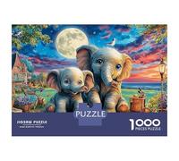 Puzle de elefante de 1000 piezas, juego de puzles rural de cabaña desafiante para actividades familiares, colorido, complicado, cartón 100% reciclado para niños, 52 x 38 cm, 1000 piezas