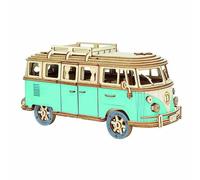 Puzle de madera 3D para adultos y niños, rompecabezas 3D, madera de caravana 3D, modelo de rompecabezas, montaje manual, práctica práctica del pensamiento, decoración del hogar, (carro de camping