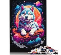 Puzle de madera de 500 piezas de cachorro husky siberiano para adolescentes, rompecabezas divertidos, 500 piezas (52 x 38 cm)