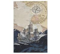 Puzle de madera de pirata, barco de 1000 piezas, para adultos, presión reducida, difícil e imposible, para más de 12 niños (78 x 53 cm)