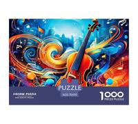 Puzle de música de violín de 1000 piezas, rompecabezas con notas musicales, un rompecabezas desafiante, 100 % cartón reciclado, para adultos, adolescentes, 70 x 50 cm, 1000 unidades