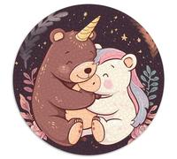 Puzle de oso y unicornio de 1000 piezas, rompecabezas redondo, abrazo, rompecabezas creativos para adultos y niños, 1000 piezas (67,5 x 67,5 cm)