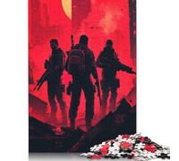 Puzle de papel para adultos de 1000 piezas, soldados en un paisaje urbano rojo, rompecabezas para adultos, juego desafiante, rompecabezas, 38 x 26 cm/1000 piezas