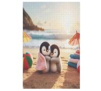 Puzle de pingüino dulce, rompecabezas para adultos y niños, 1000 piezas, rompecabezas de madera, juguete desafiante para adolescentes (78 x 53 cm)