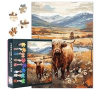 Puzle de vaca montañosa de 1000 piezas para adultos con letras en la parte posterior, paisajes naturales, puzles desafiantes para adultos, como decoración del hogar, regalo (70 x 50 cm)