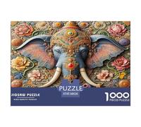 Puzle Elefante De 1000 Piezas para Adultos, Rompecabezas Vida Silvestre Lujosa con Patrones elaborados Adultos, Juego De Habilidad Difícil De Completar,Decoración para El Hogar 38x26cm/1000pcs