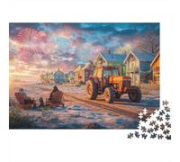 Puzle Escena de Pueblo Invernal De 1000 Piezas para Adultos, Puzzle Estilo de Fiesta Rural Festiva Adultos, Juego Familiar Regalos Creativos 52x38cm/1000pcs